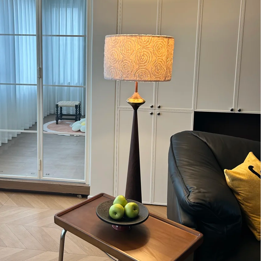 Rowan Tapered Walnut Floor Lamp Glowryte