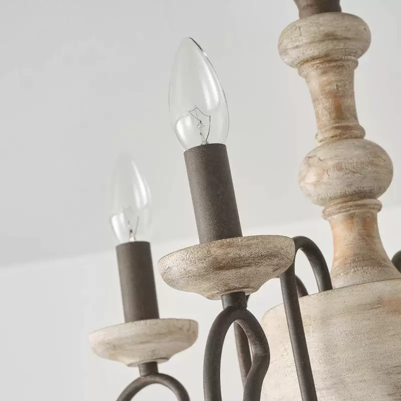 Rustic French Country 4-Light Candle Chandelier Glowryte