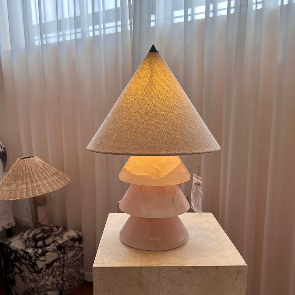 Serena Carved Jade-Style Tree Table Lamp Glowryte