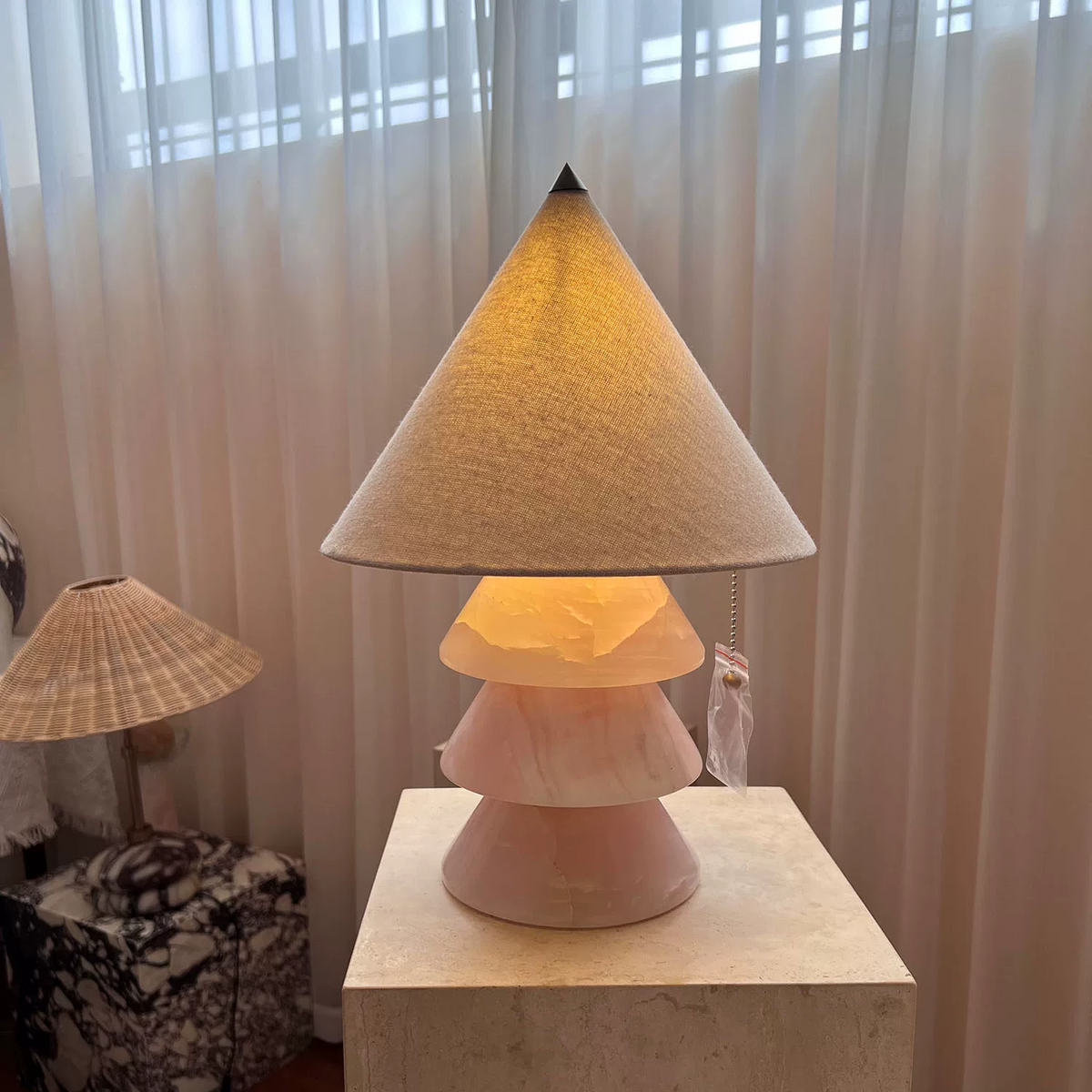 Serena Carved Jade-Style Tree Table Lamp Glowryte