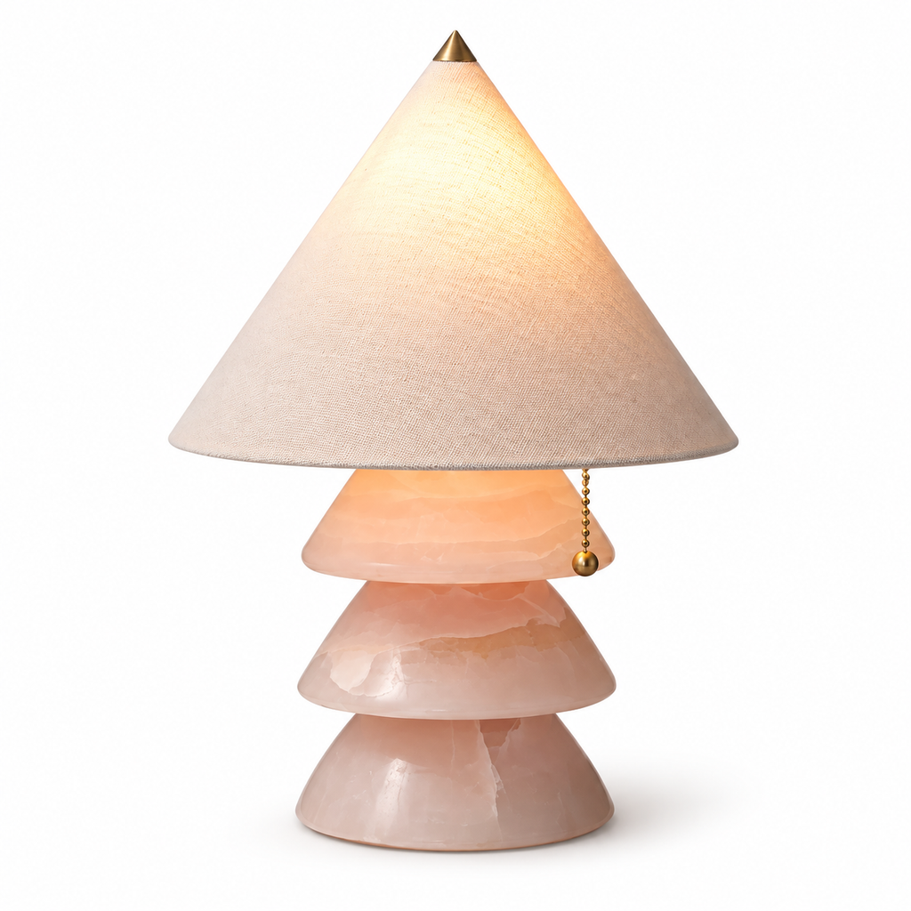 Serena Carved Jade-Style Tree Table Lamp Rose Jade Glowryte