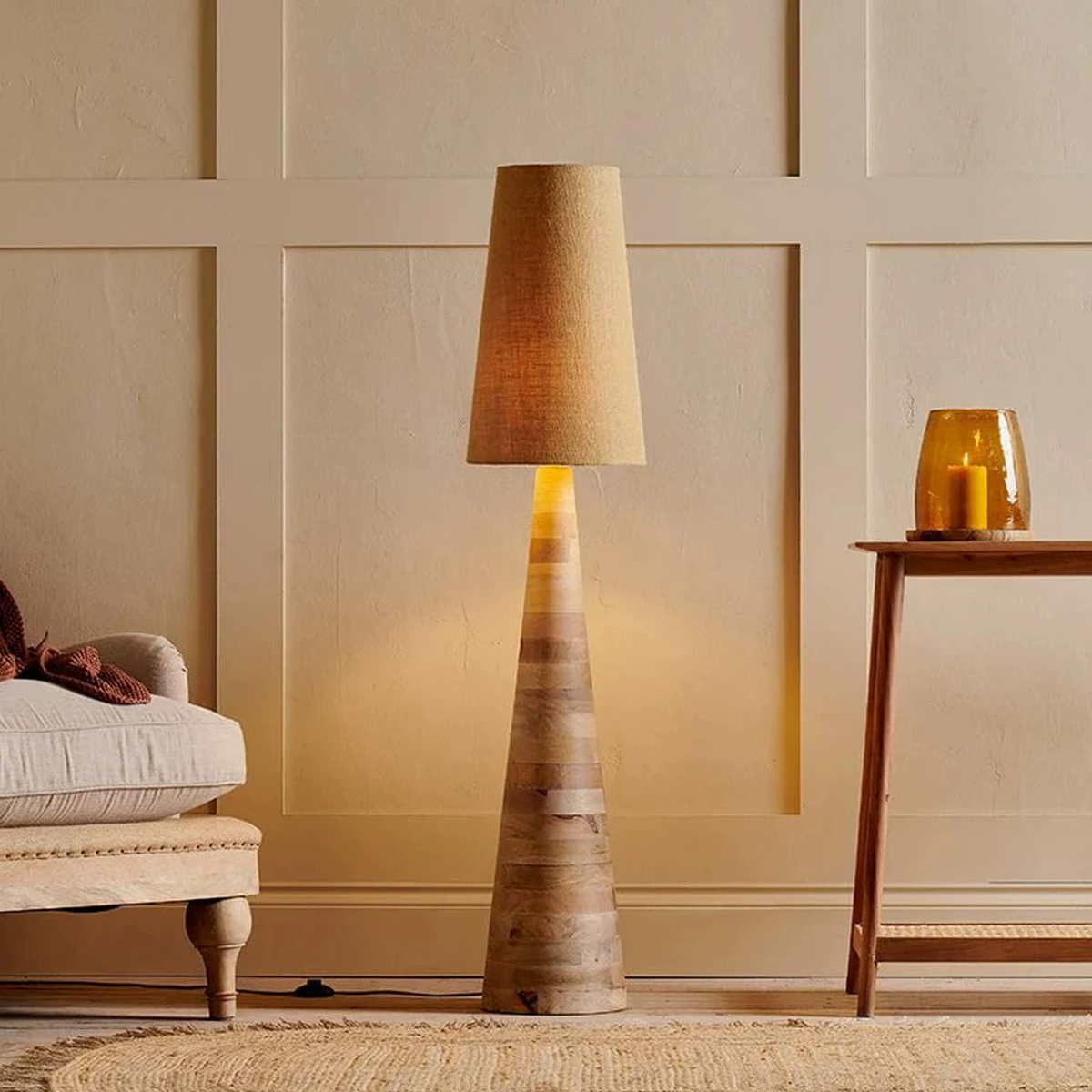 Silas Tapered Wood Floor Lamp Glowryte