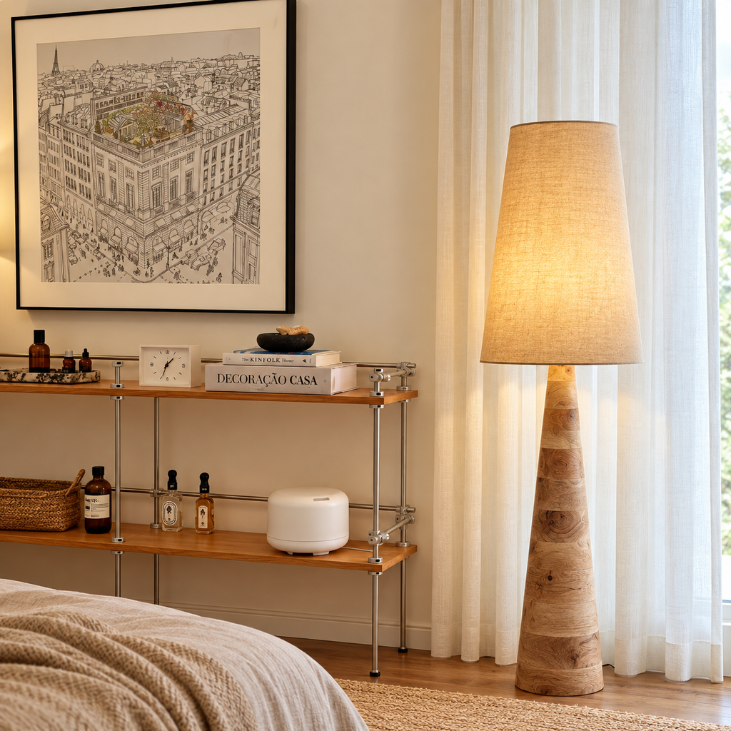 Silas Tapered Wood Floor Lamp Glowryte
