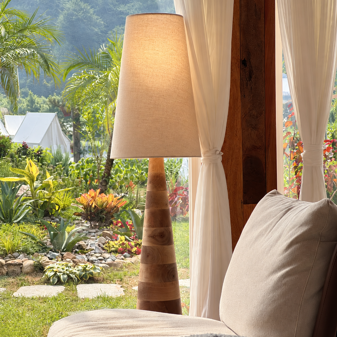 Silas Tapered Wood Floor Lamp Glowryte
