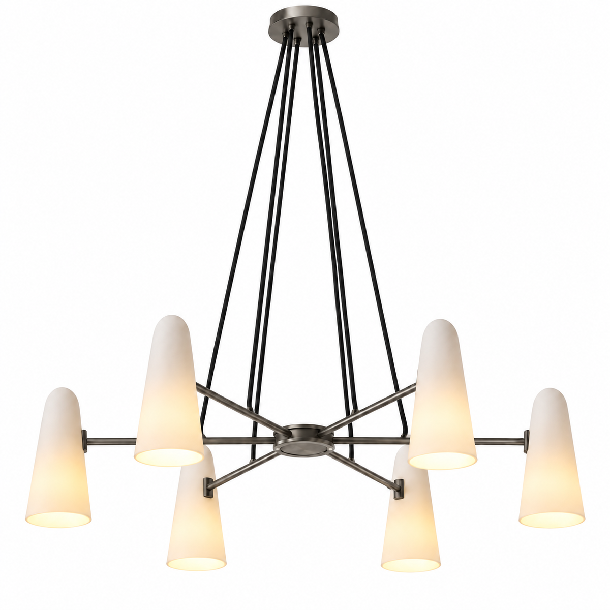 Soiree Branch 6-Light Chandelier – Antique Brass Pearl Black Glowryte