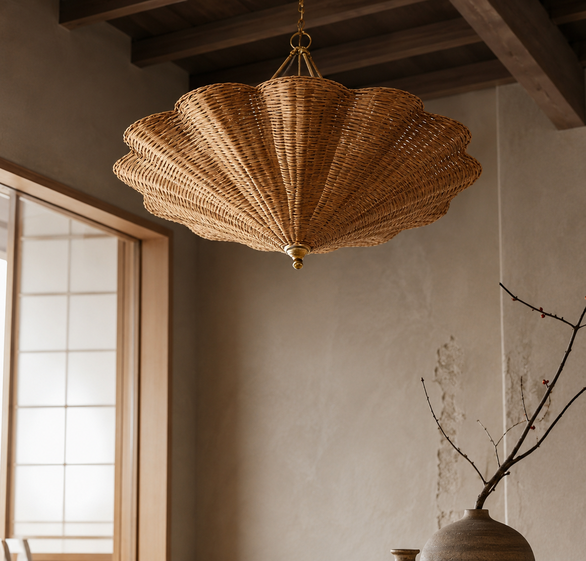 Soleil Rattan Umbrella Pendant Glowryte
