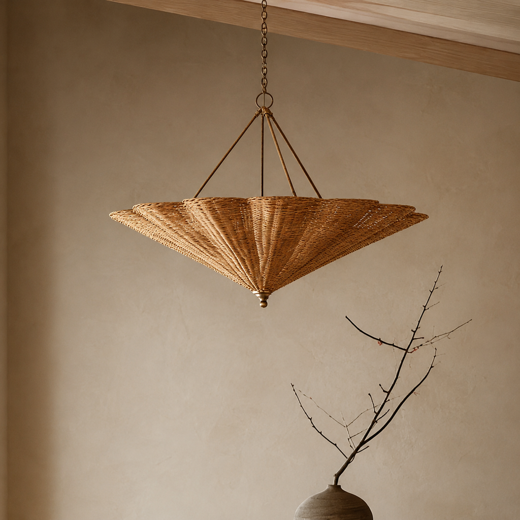 Soleil Rattan Umbrella Pendant Glowryte