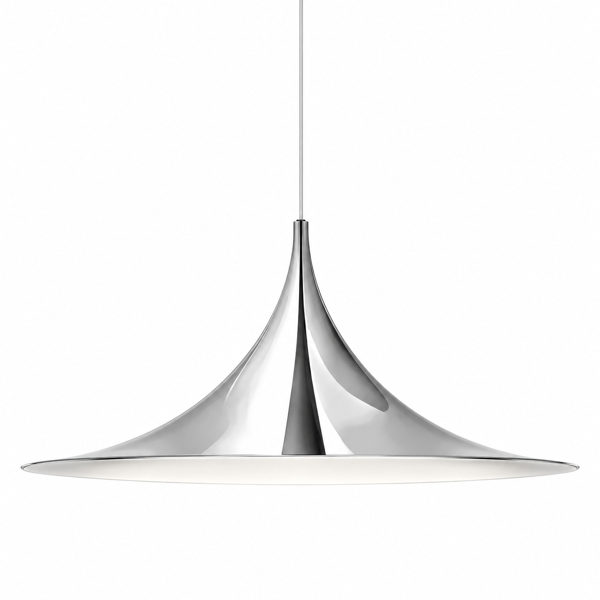 Soren Flared Metal Pendant Light Polished Chrome Glowryte
