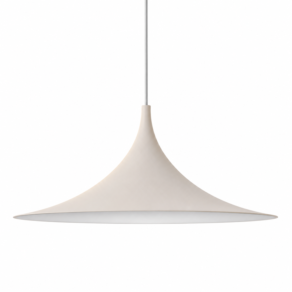 Soren Flared Metal Pendant Light Almond Beige Glowryte