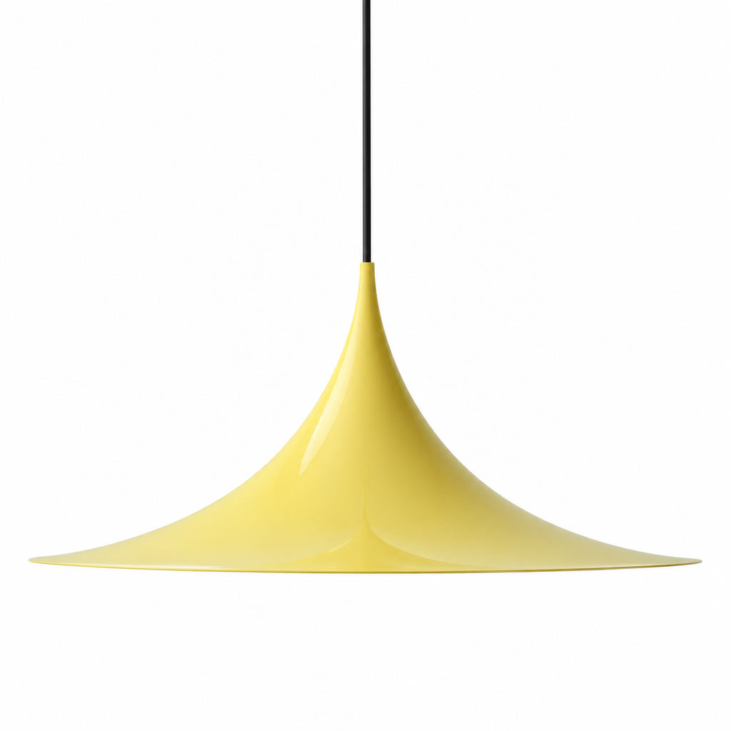 Soren Flared Metal Pendant Light Mustard Yellow Glowryte