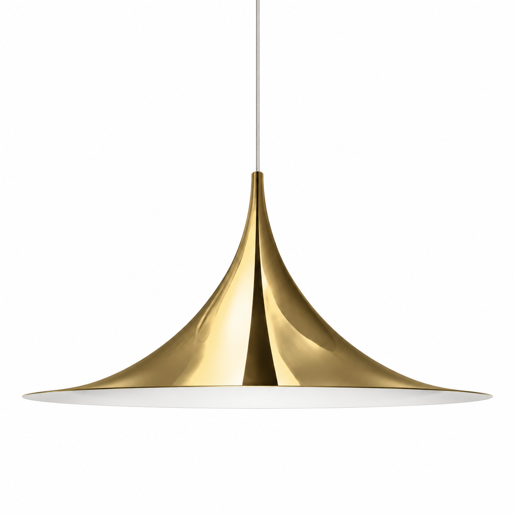 Soren Flared Metal Pendant Light Champagne Gold Glowryte