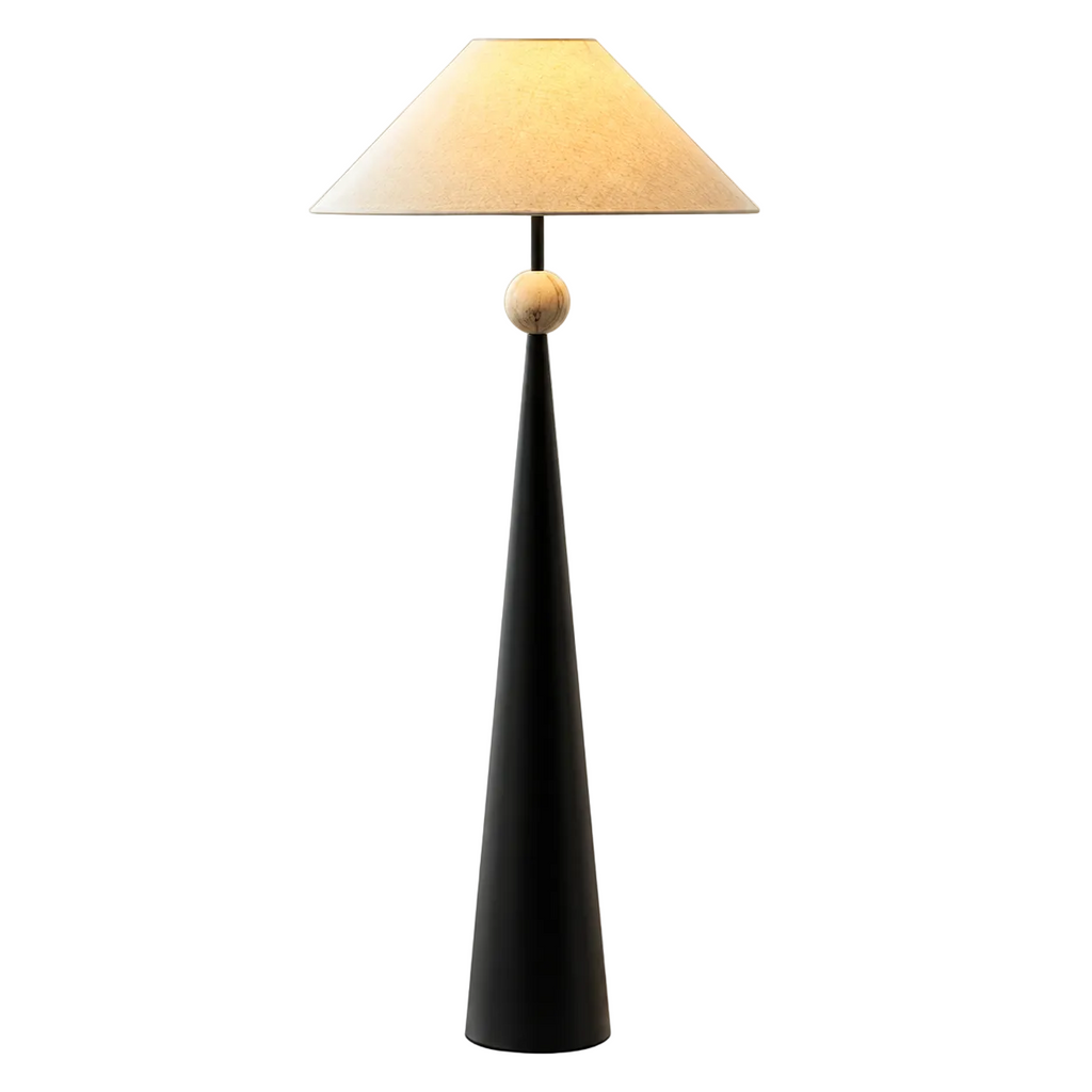 Spire Linen Floor Lamp Black Glowryte