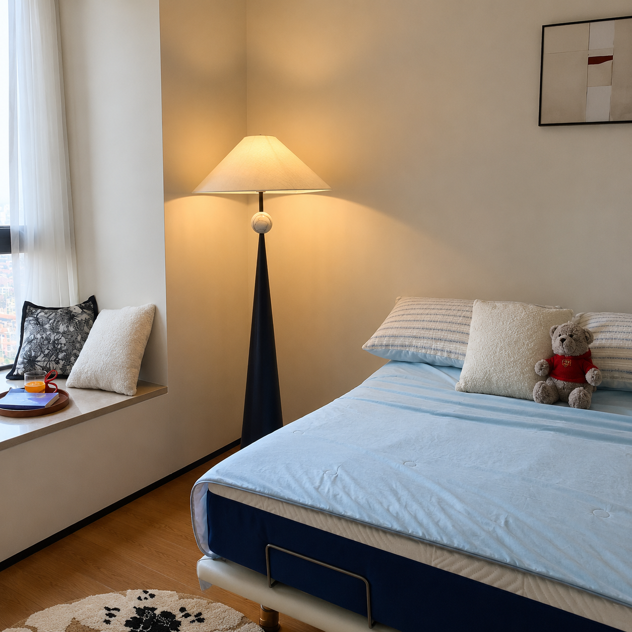 Spire Linen Floor Lamp Glowryte