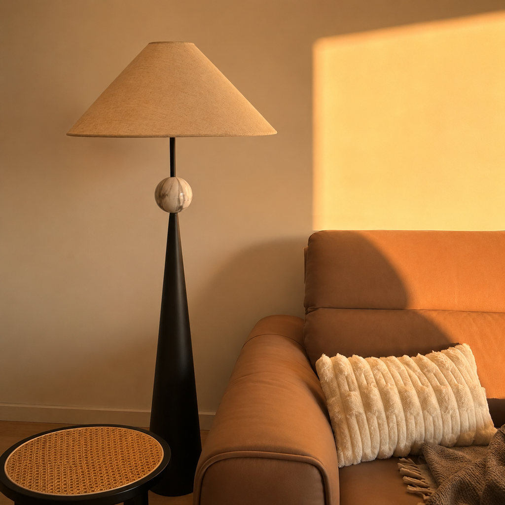 Spire Linen Floor Lamp Glowryte
