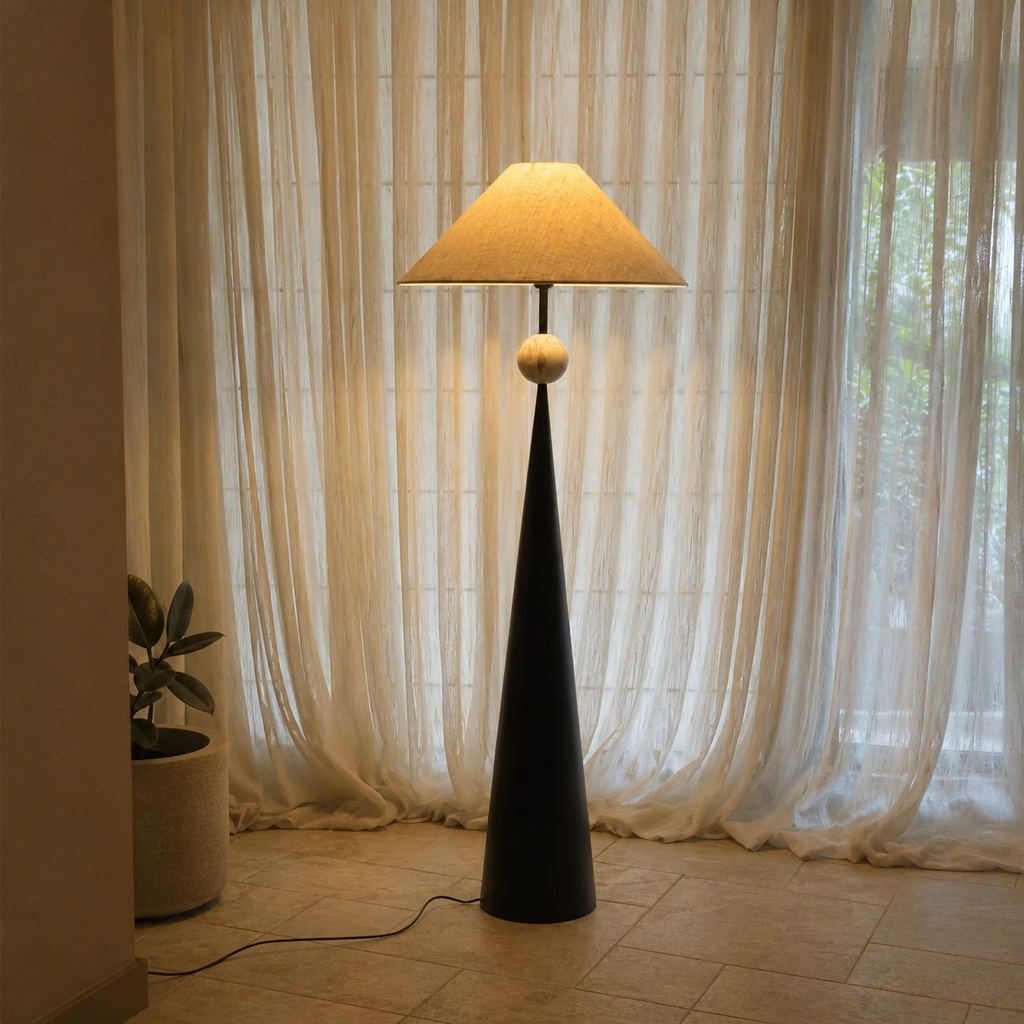 Spire Linen Floor Lamp Glowryte