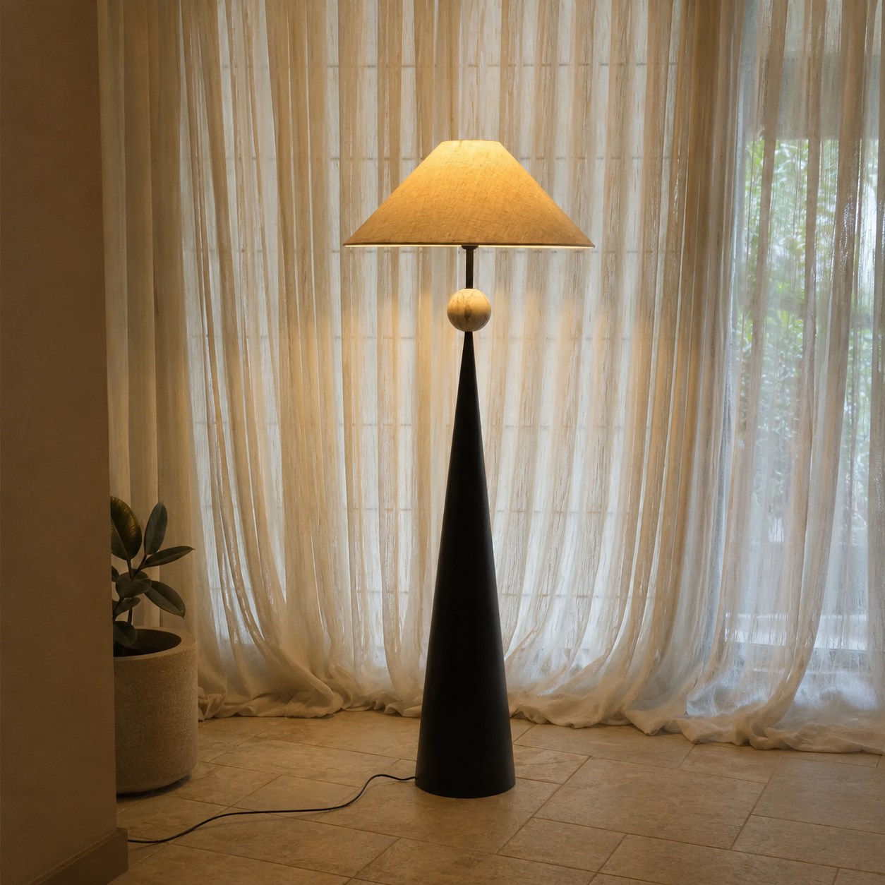 Spire Linen Floor Lamp Glowryte