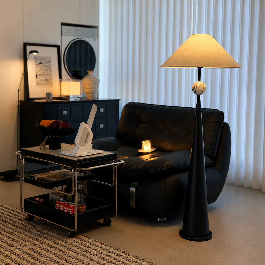Spire Linen Floor Lamp Glowryte