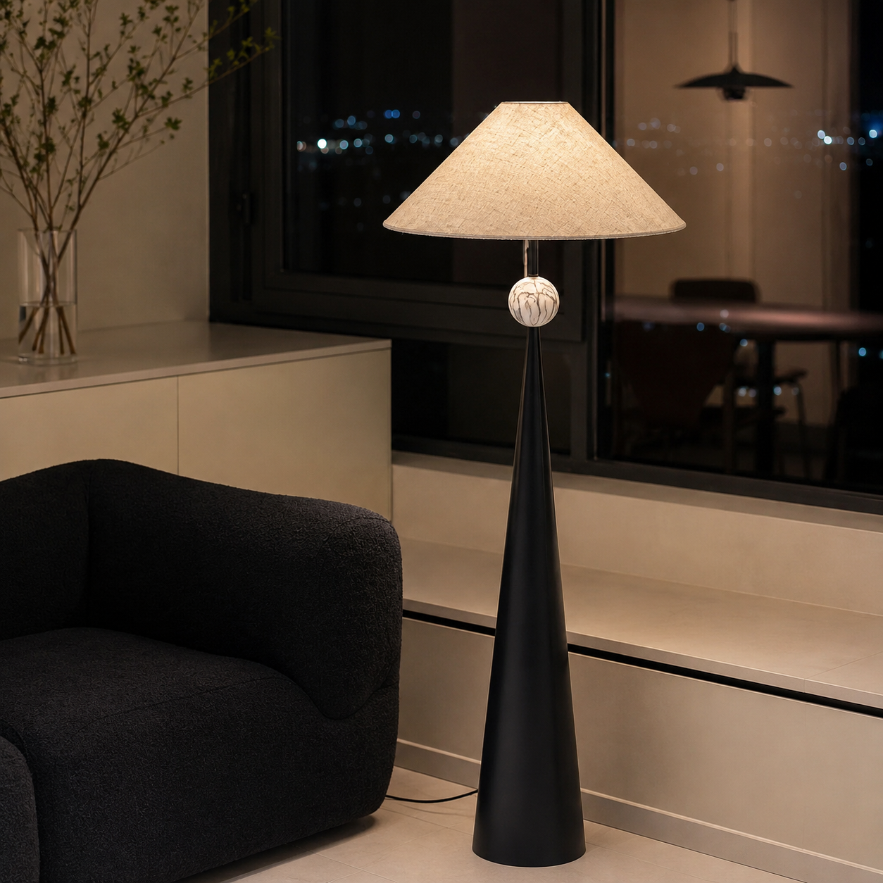 Spire Linen Floor Lamp Glowryte