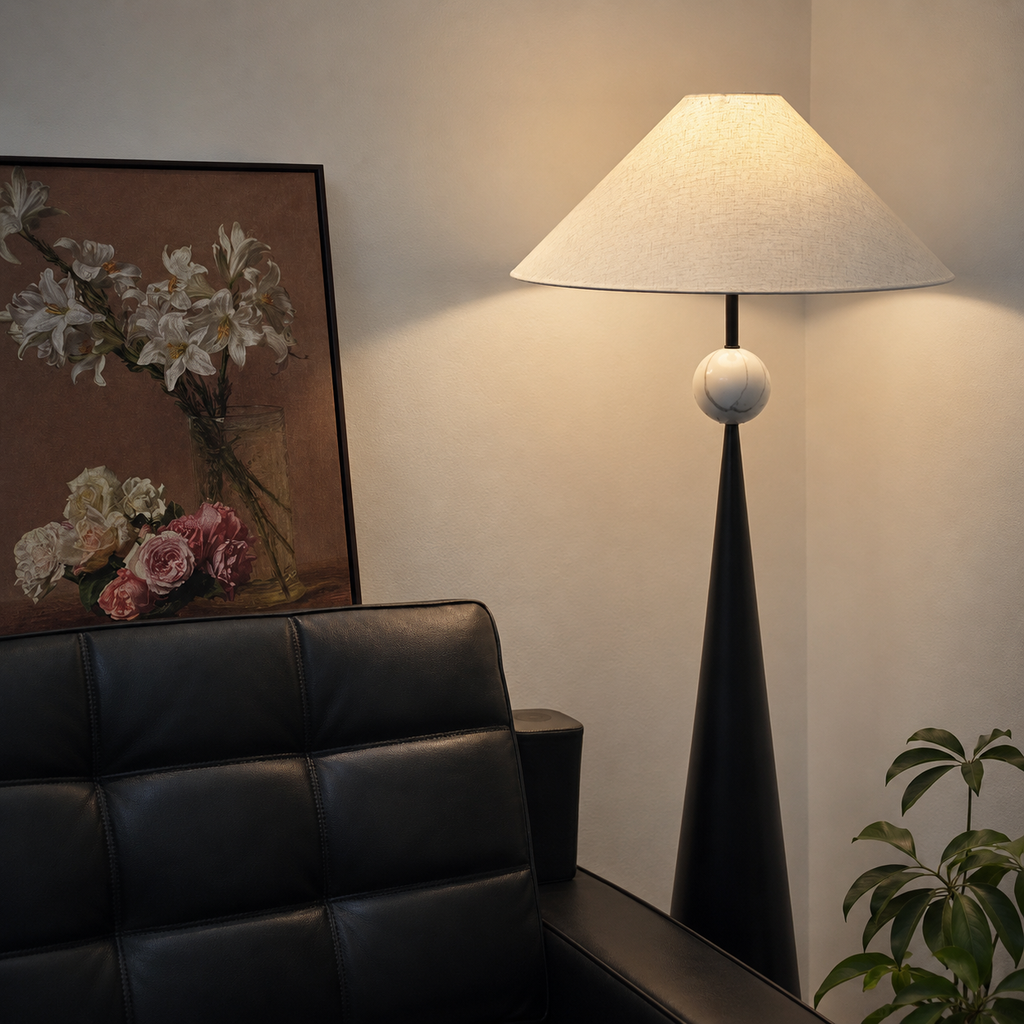 Spire Linen Floor Lamp Glowryte