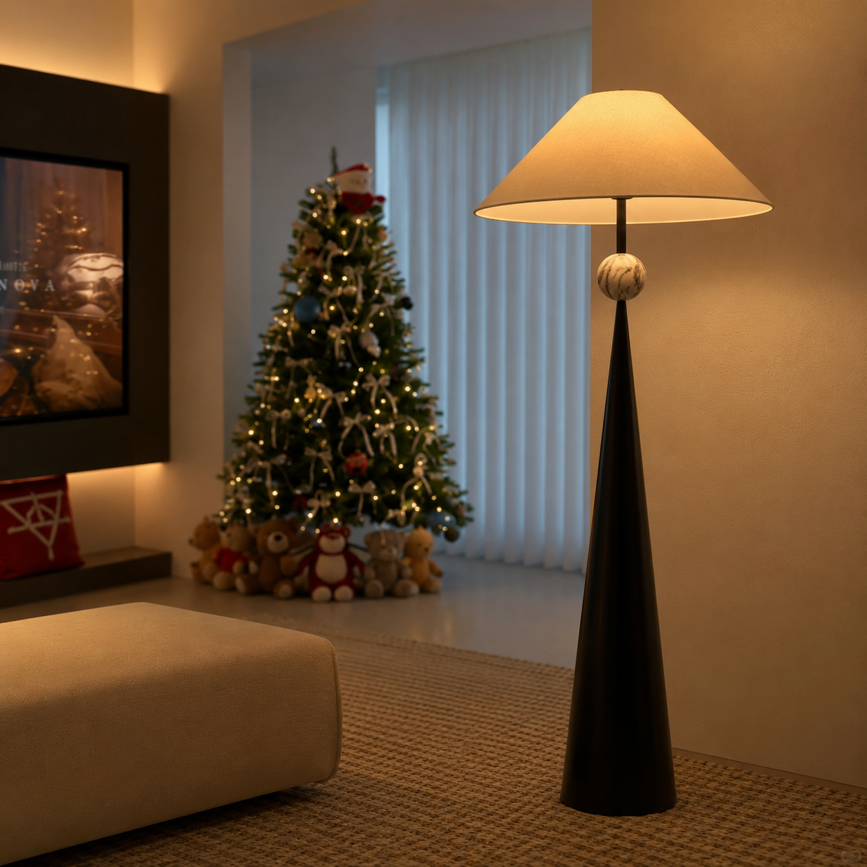 Spire Linen Floor Lamp Glowryte