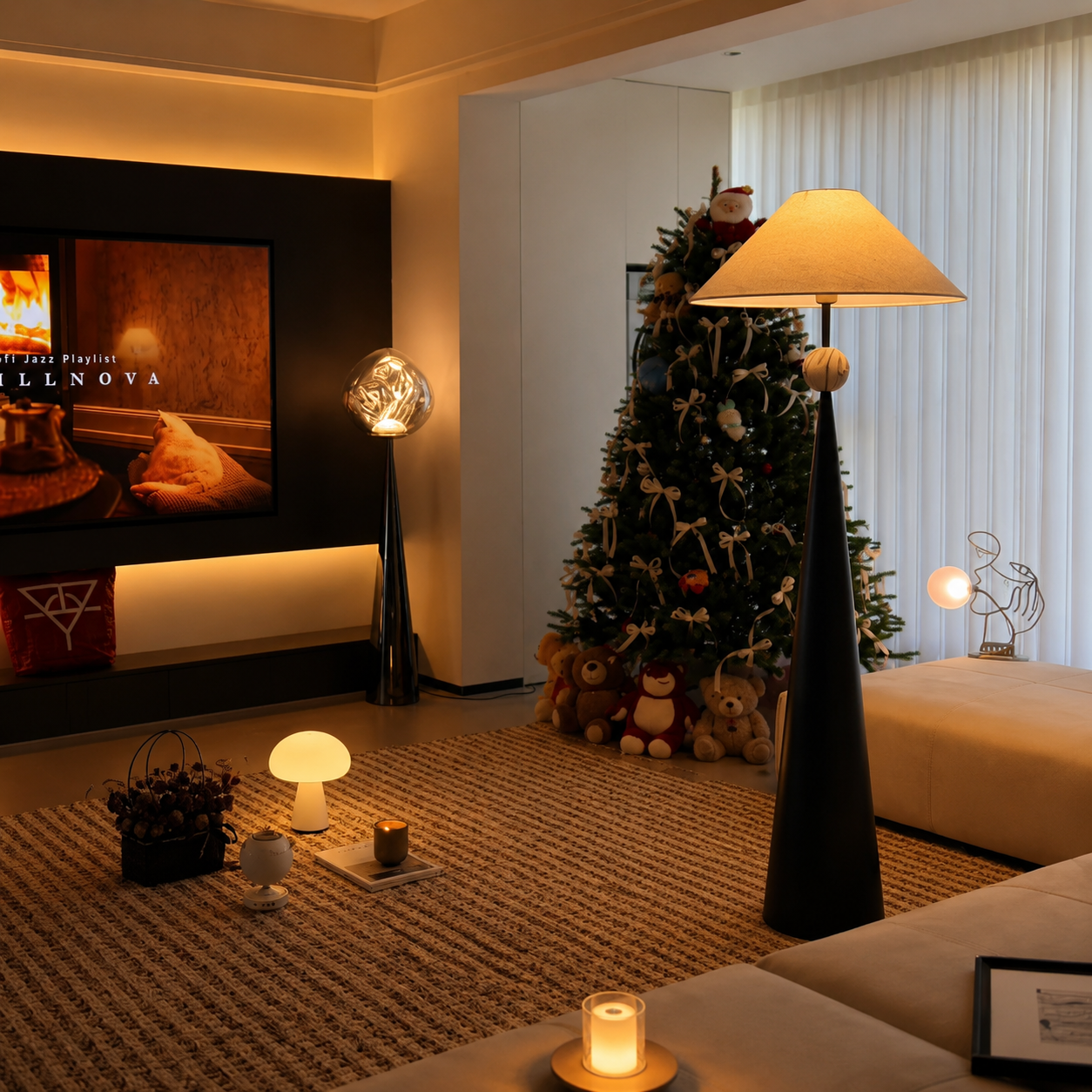 Spire Linen Floor Lamp Glowryte