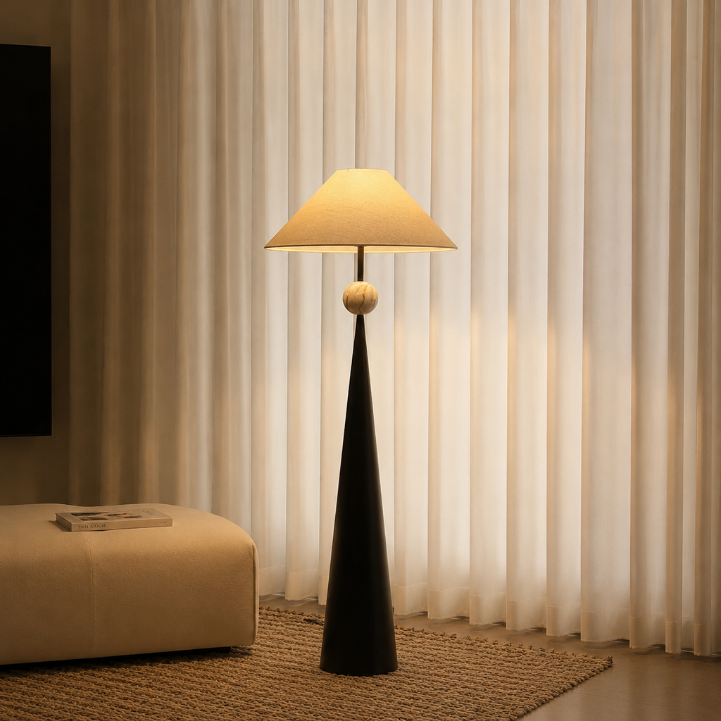 Spire Linen Floor Lamp Glowryte