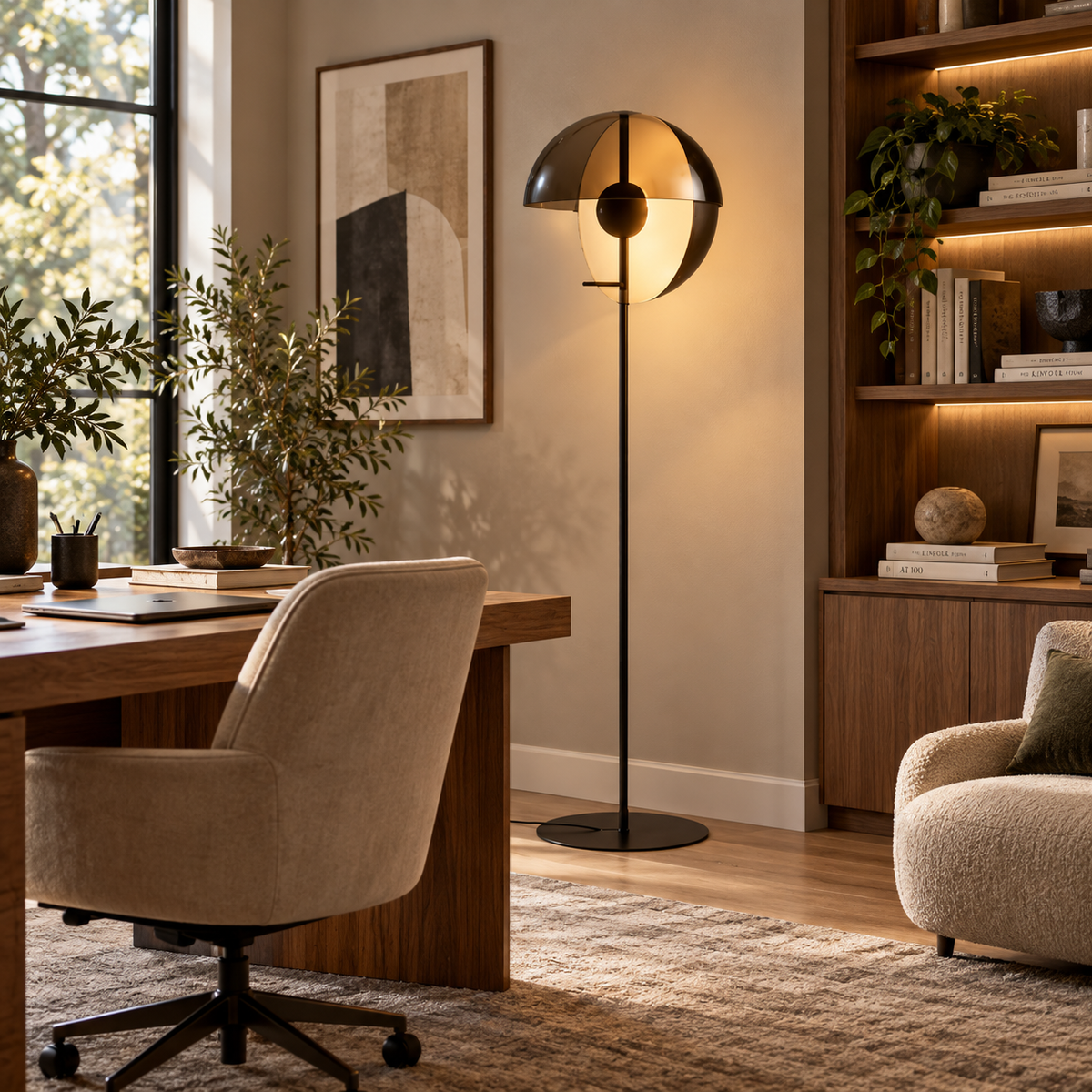 Theia Dual-Shade Glass Floor Lamp Glowryte