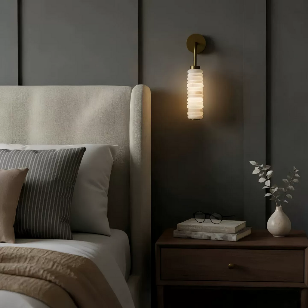 Thera Tiered Alabaster Wall Sconce Glowryte