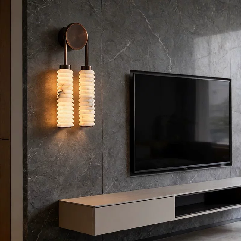 Thera Tiered Alabaster Wall Sconce Glowryte