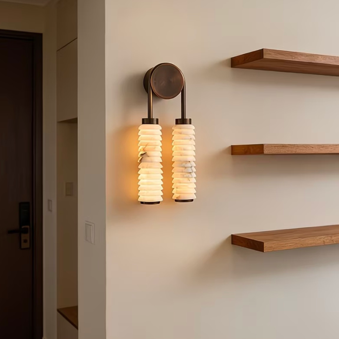 Thera Tiered Alabaster Wall Sconce Glowryte