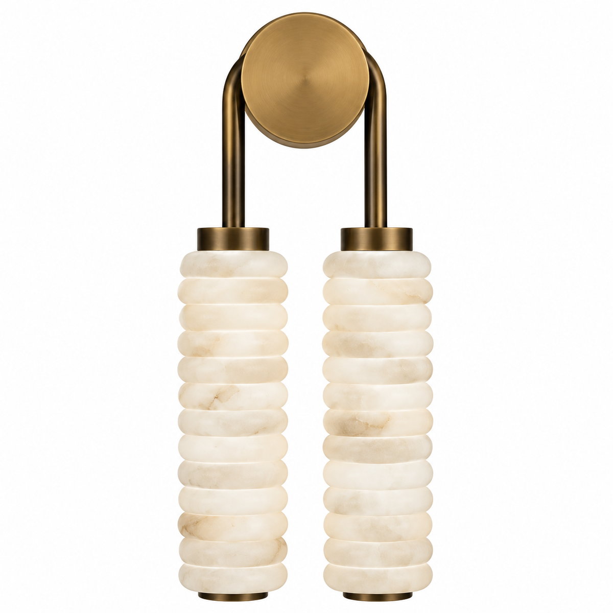 Thera Tiered Alabaster Wall Sconce 2-Light: W 7.9" × Ext 3.9" × H 19.7" (W 20 × Ext 10 × H 50 cm) Glowryte