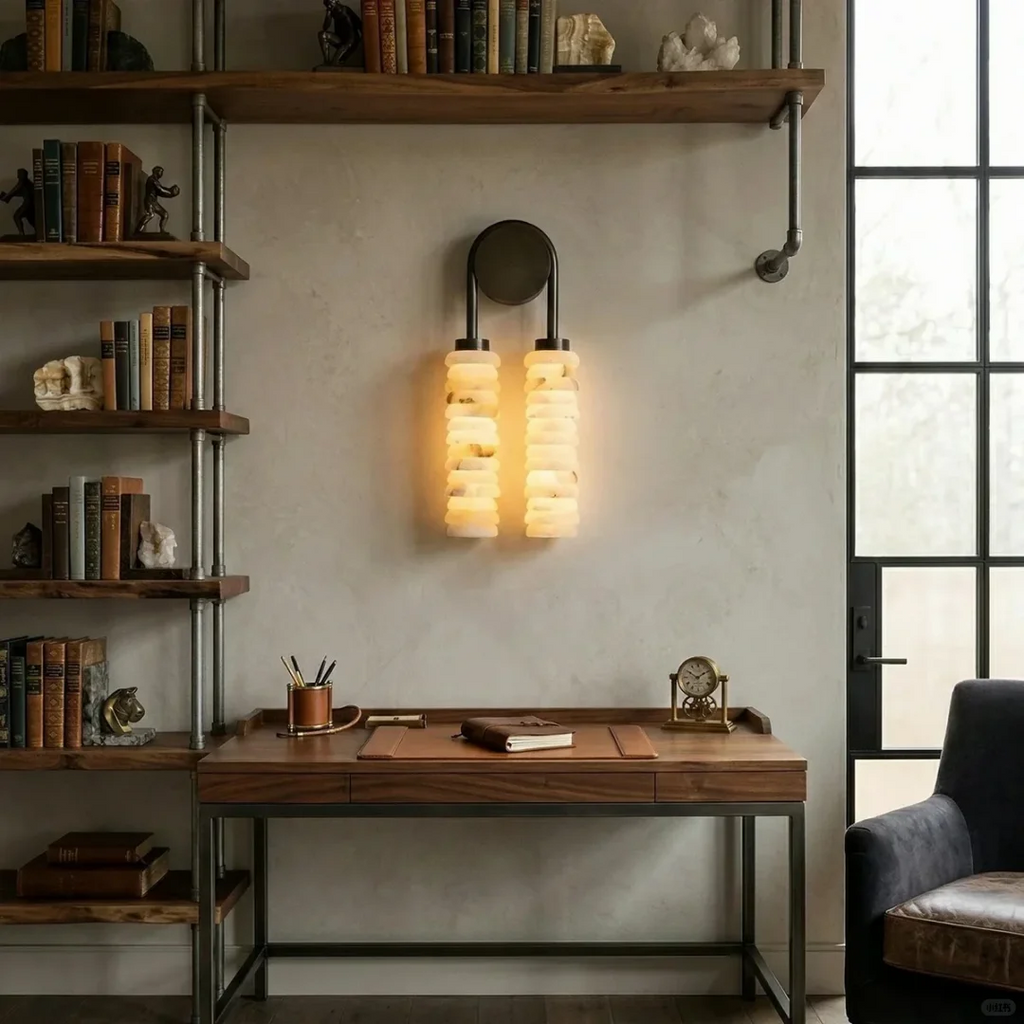 Thera Tiered Alabaster Wall Sconce Glowryte