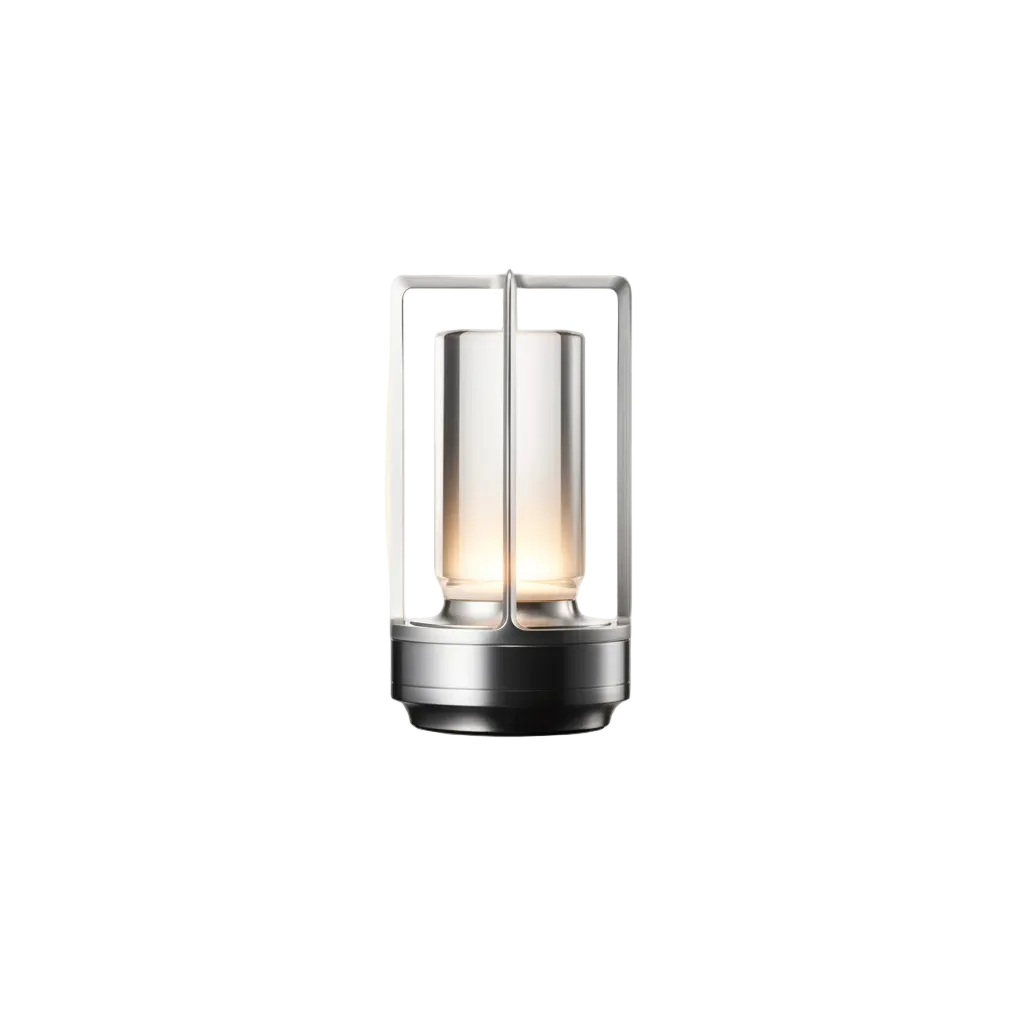 Lux Cylinder Table Lamp Silver D 3.5" × H 7" (D 9 × H 18 cm) Glowryte