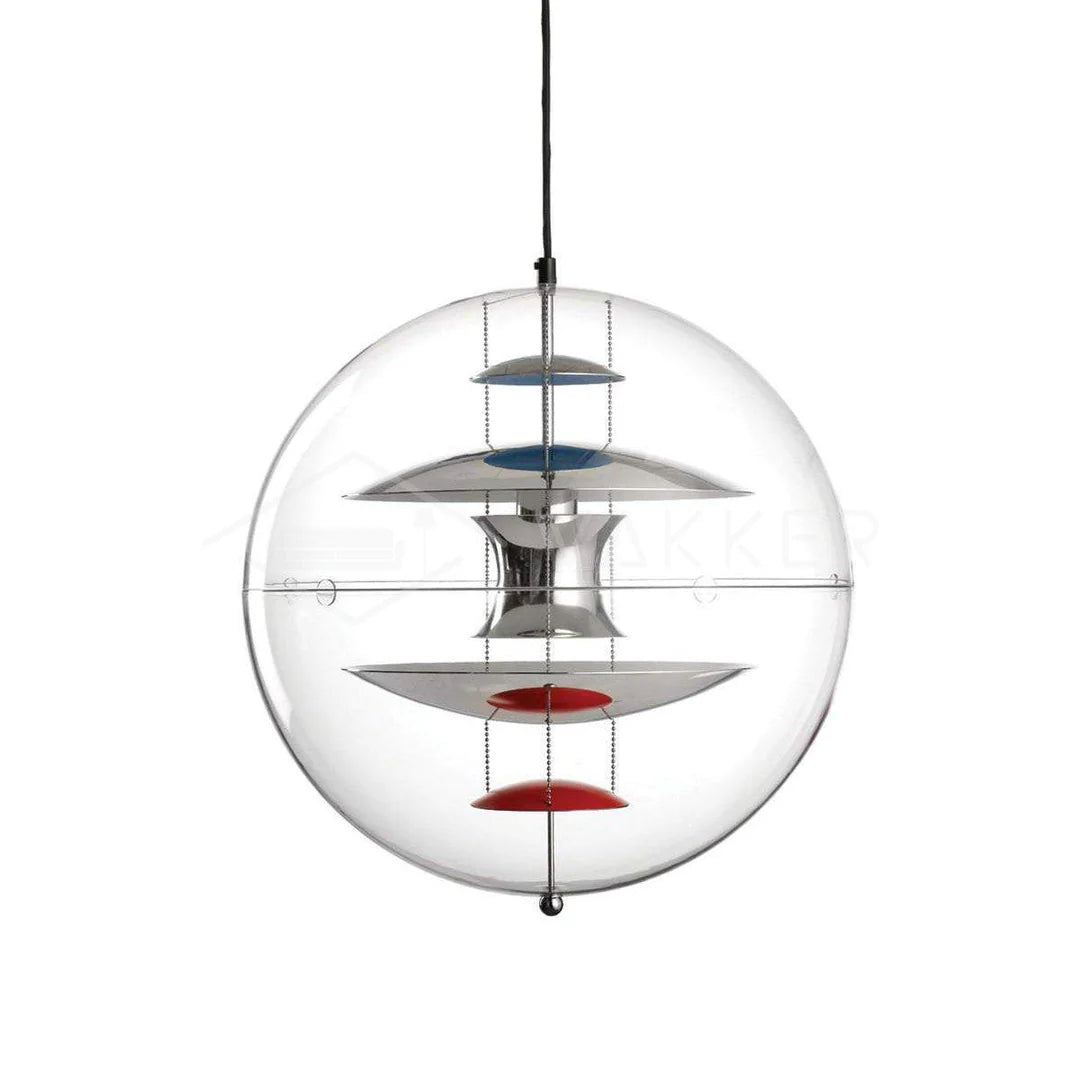 LENS Pendant Dia 15.8″ x H 15.8″ (Dia 40cm x H 40cm) Chrome+Red & Chrome ceiling canopy Glowryte