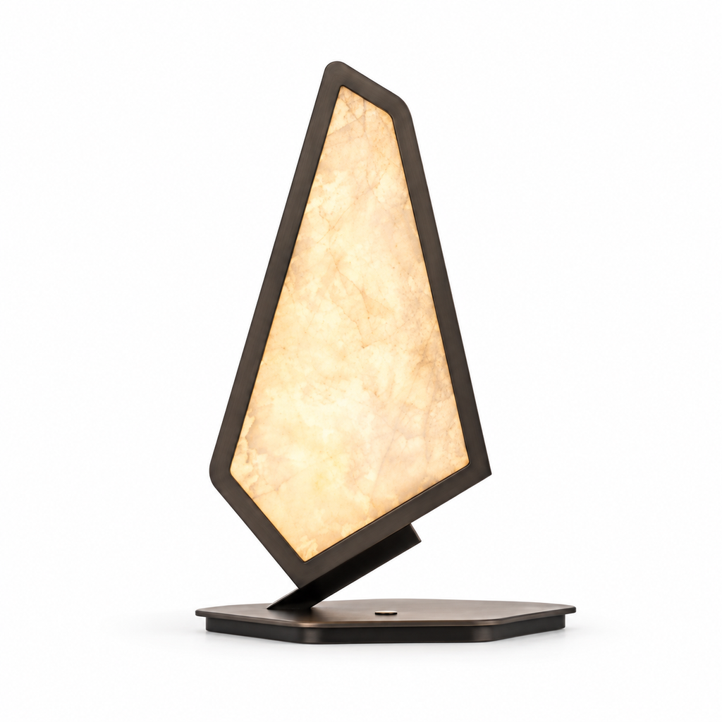 Vela Sculptural Stone Table Lamp Natural Alabaster Glowryte