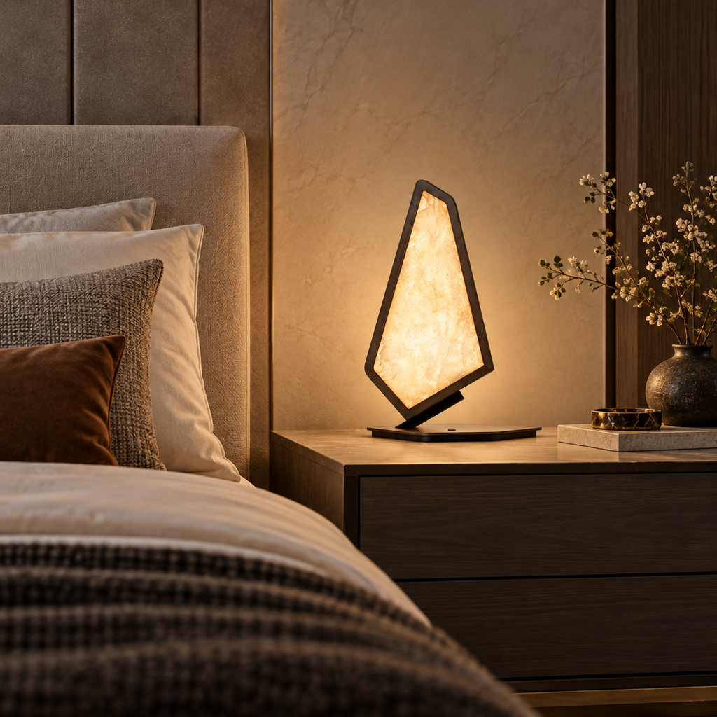 Vela Sculptural Stone Table Lamp Glowryte