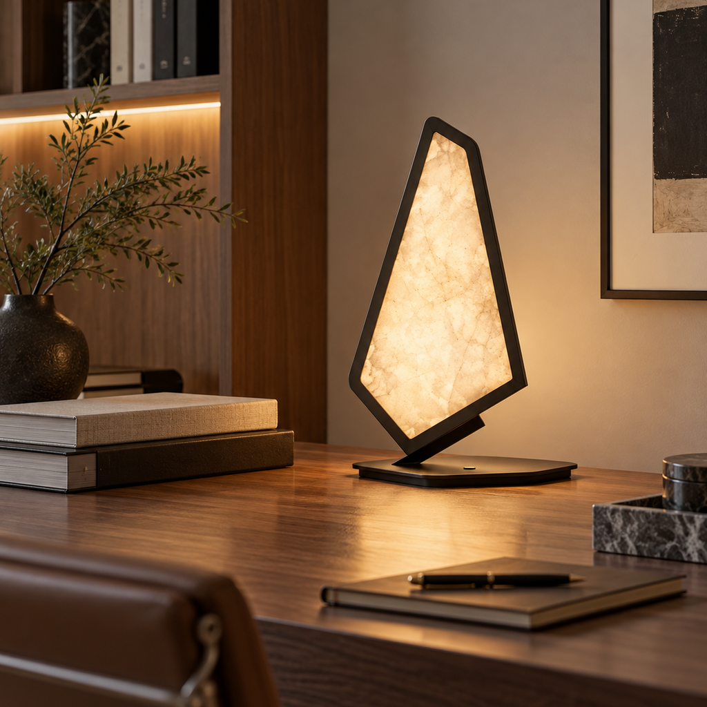 Vela Sculptural Stone Table Lamp Glowryte