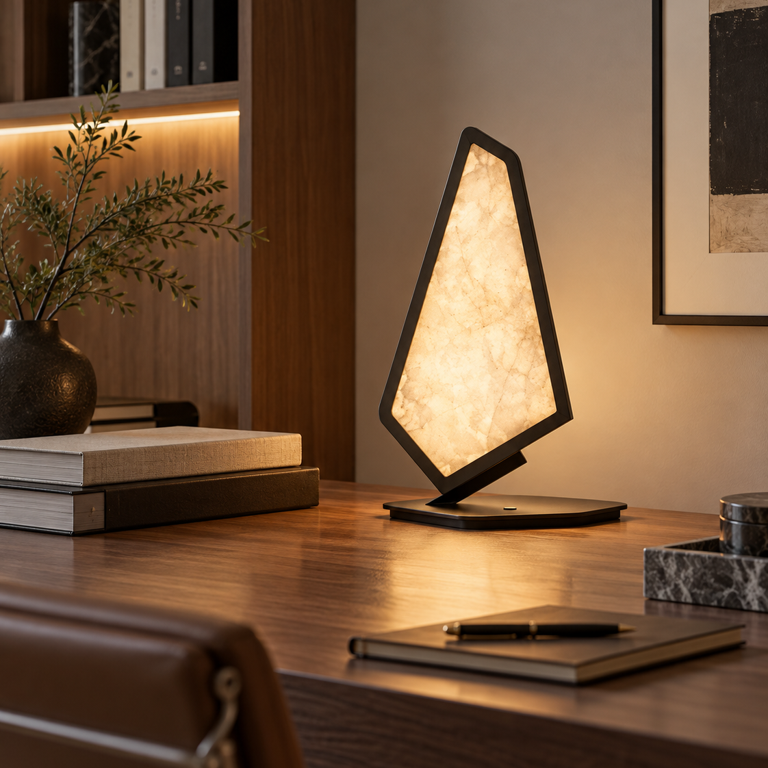 Vela Sculptural Stone Table Lamp Glowryte