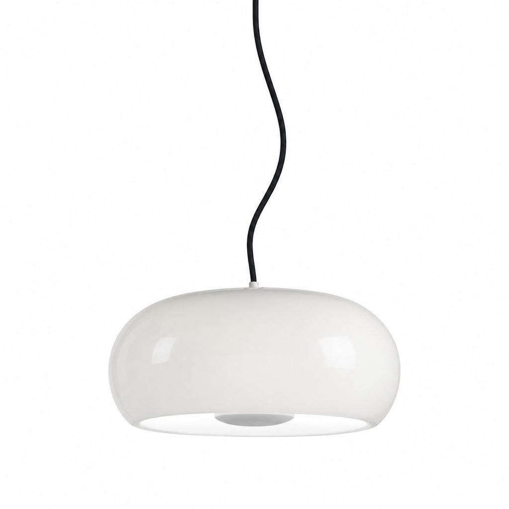 Vetra Blown Glass Pendant Light Opal White Glowryte