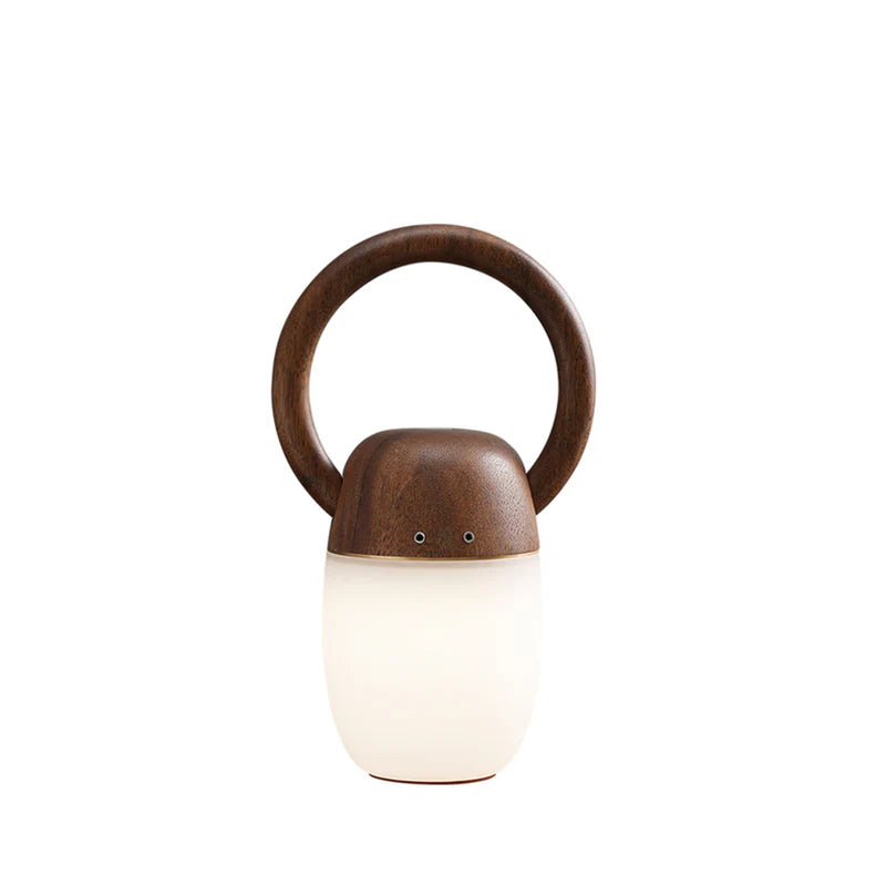 Ring Handle Wood Lantern Dia 7.9” × H 13.4“ (Dia 20 × H 34 cm) Dark Wood Glowryte