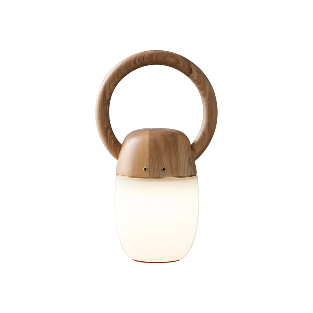 Ring Handle Wood Lantern Dia 7.9” × H 13.4“ (Dia 20 × H 34 cm) Light Wood Glowryte