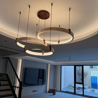 Strata Travertine Ring Chandelier Glowryte