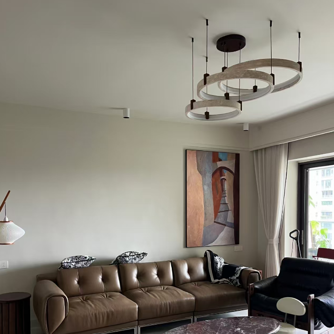 Strata Travertine Ring Chandelier Glowryte