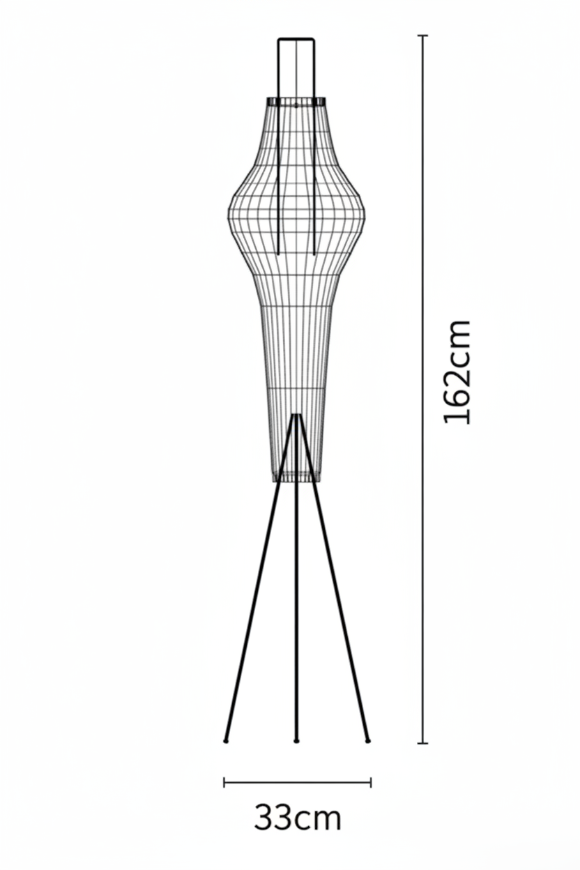 Akari Washi Column Floor Lamp — Specification Diagram