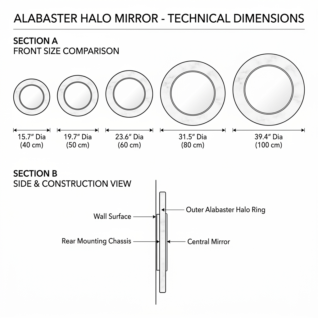 Alabaster Halo Mirror Glowryte