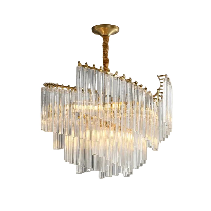 Aria Crystal Chandelier 6-Lights: Dia 23.6" × H 18.1" (Dia 60 × H 46 cm) Brass + Clear Glowryte