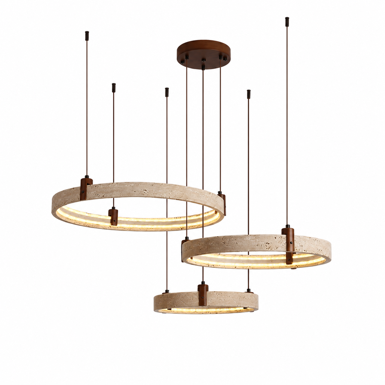 Strata Travertine Ring Chandelier W 41.7" × H 2.2" (W 106 × H 5.5 cm) Glowryte