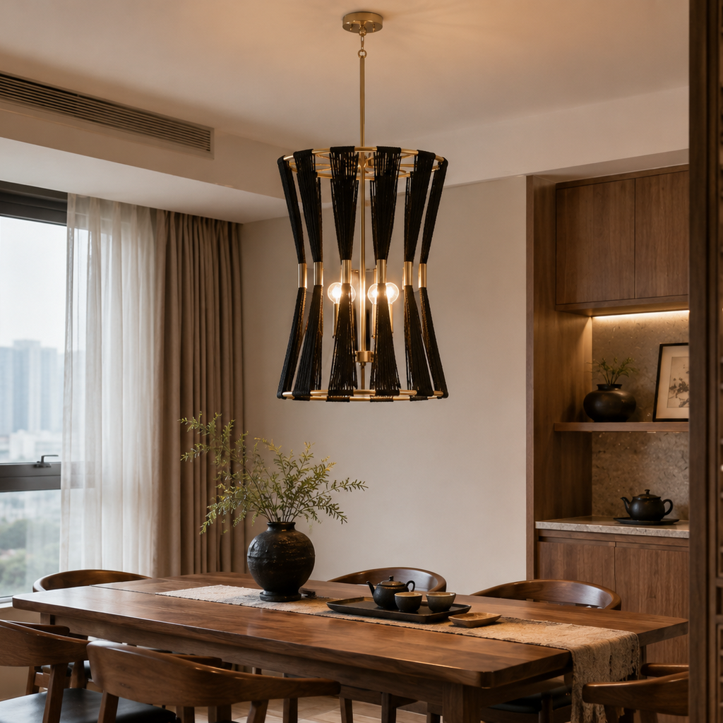 White Slatted Hourglass Pendant Light Glowryte