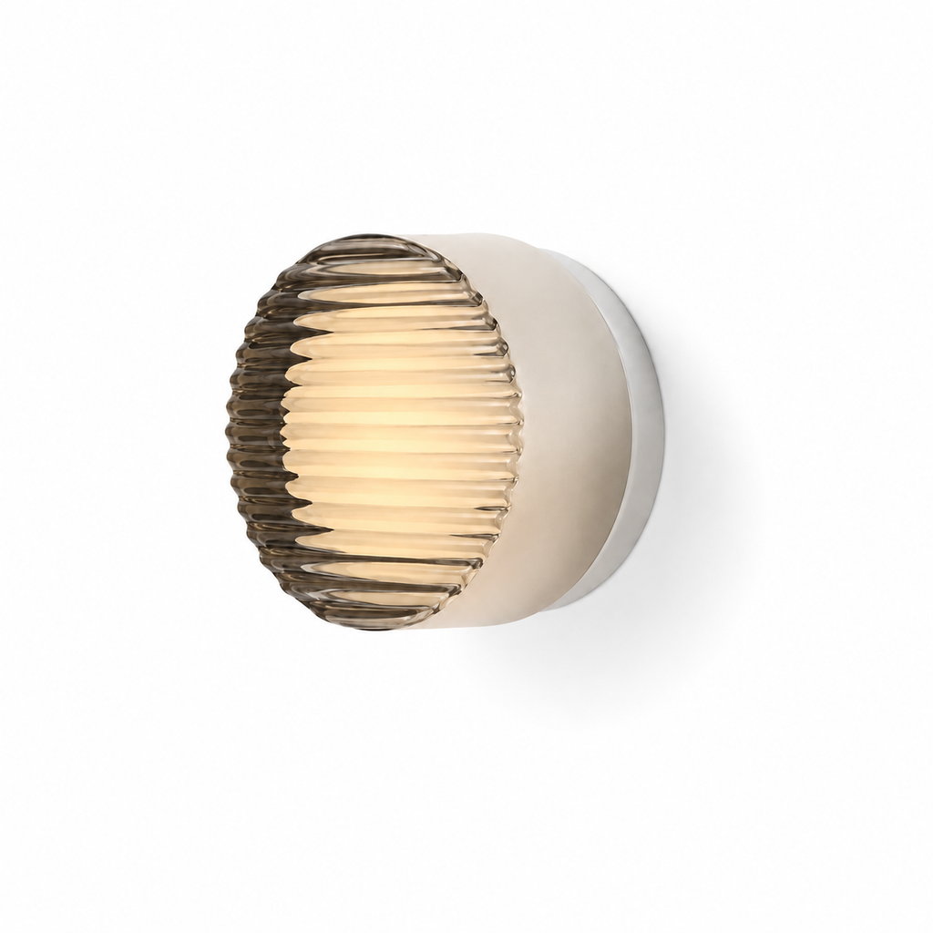 Rille Wall Sconce Dia 5.3" × H 3.2“ (Dia 13.5 × H 8.2 cm) Smoke Grey Glowryte
