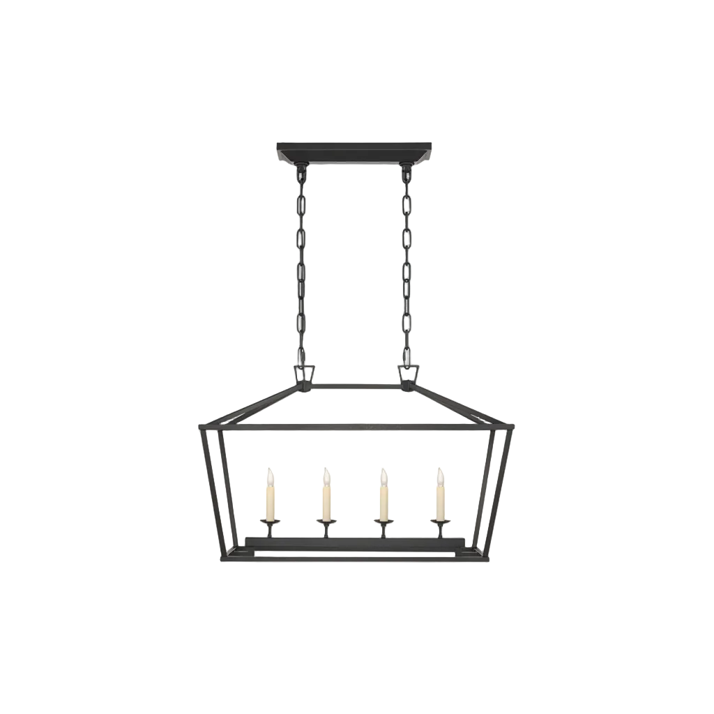 Daven Lantern Chandelier 4-Light: L 31.4" x H 19.6" (L 80 × H 50 cm) Black Glowryte